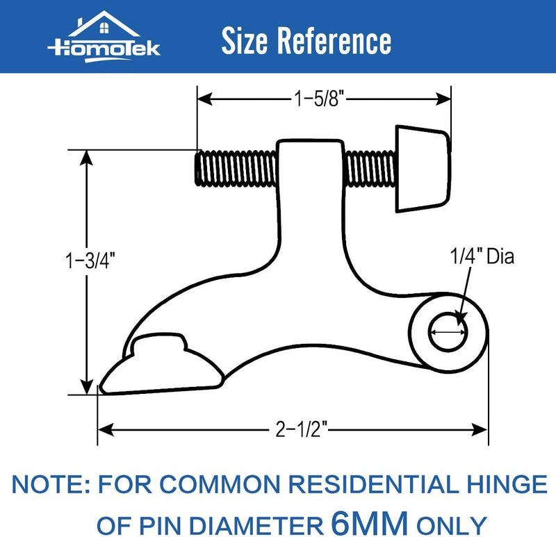 HOMOTEK 36 Pack Hinge Pin White Door Stopper,Adjustable Deluxe Heavy Duty Door Stopper 2-1/2"x1-3/4”,with White Rubber Bumper Tips