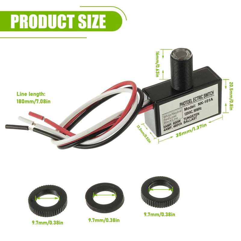 105V-130V AC Photocell Light Sensor Light Control Sensor Photoelectric Switch Dusk to Dawn Sensor with Automatic Illumination Detection Circuit for Outdoor Lighting Photoelectric Switch,2 Pack 2 Pack