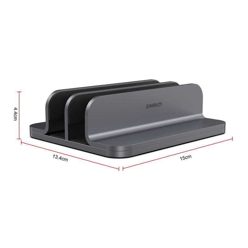 Dual Aluminum Vertical Laptop Stand Organizer, Sturdy Notebook Computer Holder Stand Compatible with New Liquid Retina XDR Apple MacBook Air/Pro, Mac mini, Apple TV and iPad Pro - Spacegray SpaceGrey