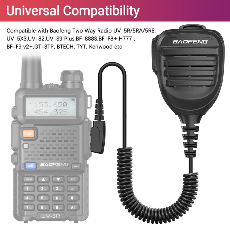 BAOFENG Microphone Handheld Heavy Speaker Ham Radio MicSpeaker Radio Accessories for UV-5R AR-5RM BF-F8HP PRO UV-21R for Retevis Kenwood Walkie Talkies