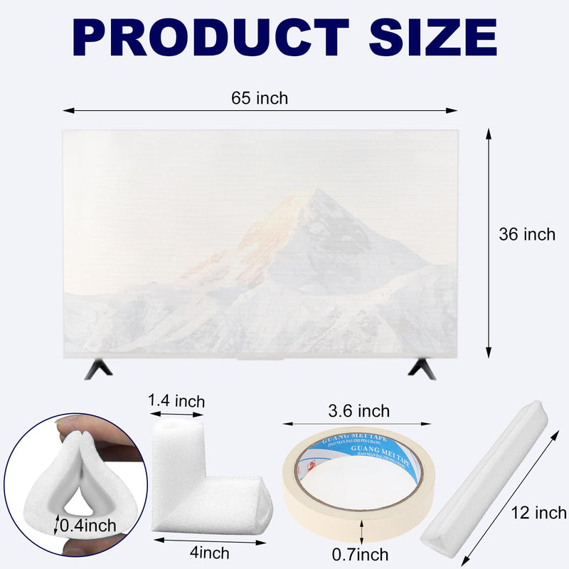 TV Moving Box Cushioning Supplies Set, Foam TV Cover & Corner Protectors | For 65"×36" Screens, 2 Pcs Foam Flat Screen Cover, 16 Pcs Corner Guards, 20M Textured Tape, Moving Protection Kit