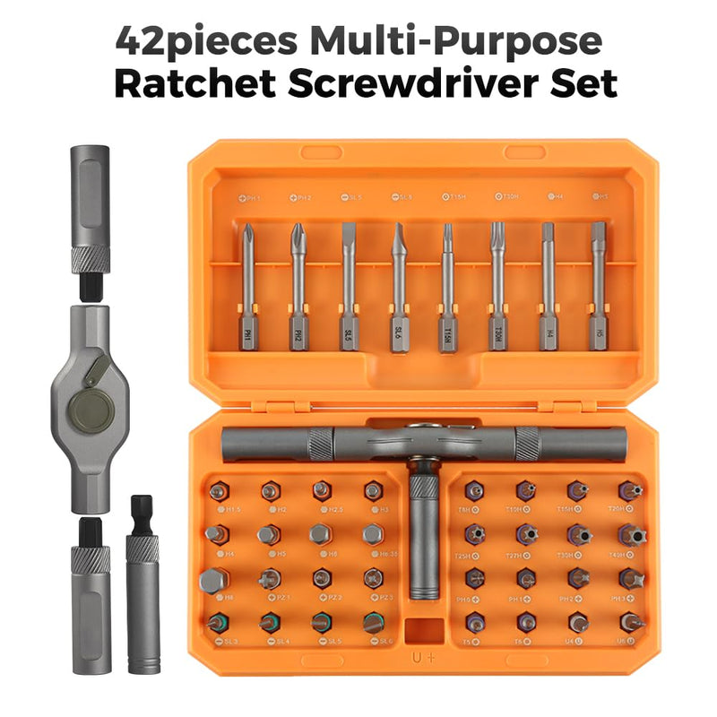 42 in 1 Magnetic Screwdriver Set Precision Screwdriver Mini Removable self-assembly Magnetic DIY Precision Tool kit for Computer, Mobile Phone, Laptop, Game Console, Watch, Camera, Eyeglasses Orange