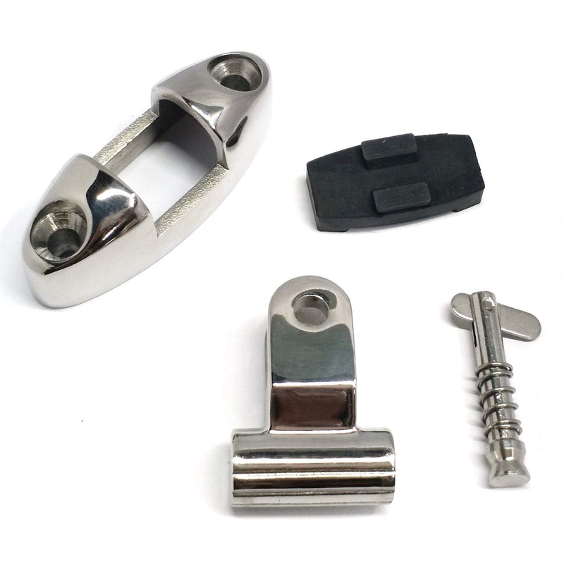 Pack of 2 Marine Grade Bimini Top 316Stainless Steel Swivel Deck Hinge with Removable Pin and Rubber Pad Deck Mount