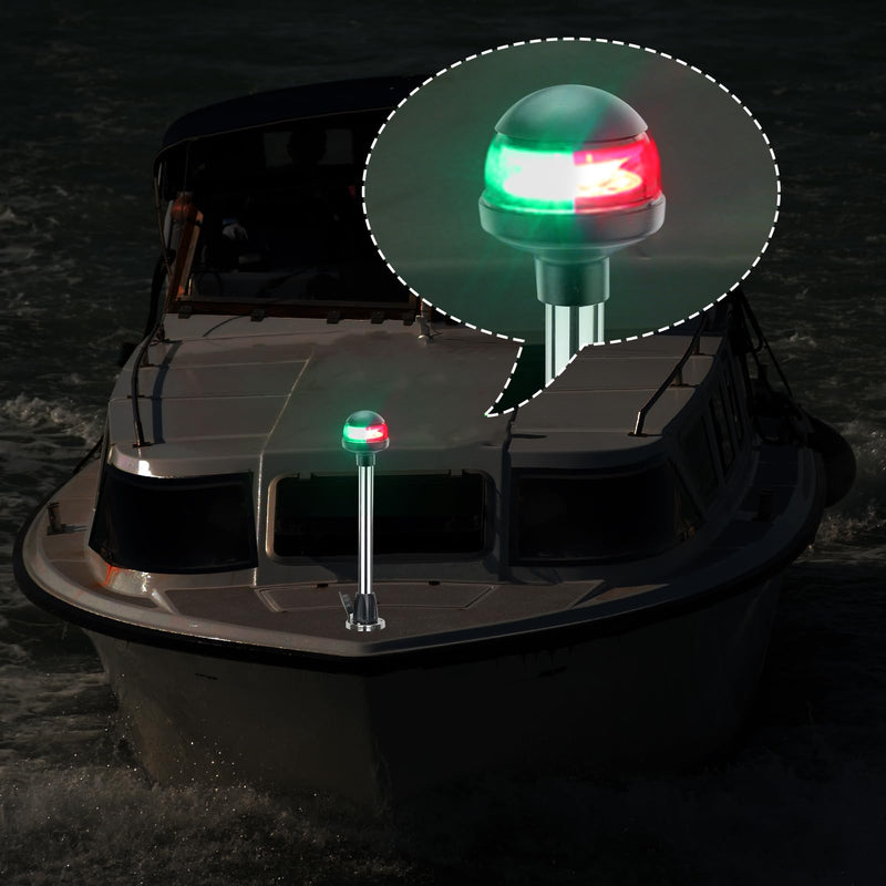 Boat Navigation Lights,Bow Lights for Boats LED,Bi-Color Light Pole Removable 2 Pin Plug-in Mount Base,DC12V 12 Inches