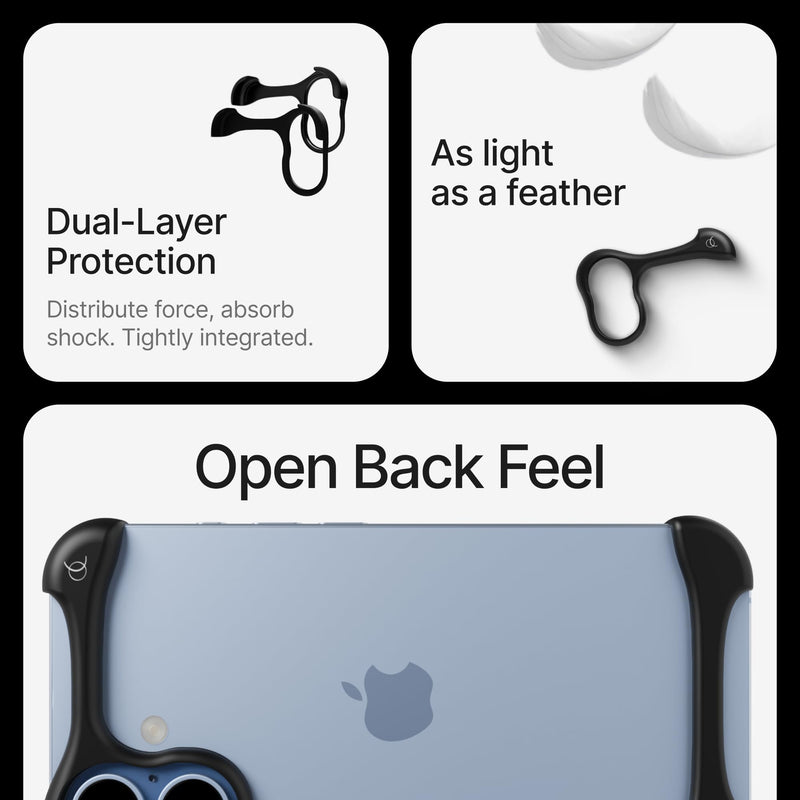 Arc Pulse Compatible with iPhone 17 Phone Case (2025), Minimalist Protective Shock Absorption Aerospace Grade Aluminum Shells + Elastomer Inlays Easy Fit 6.3 inch Matte Black