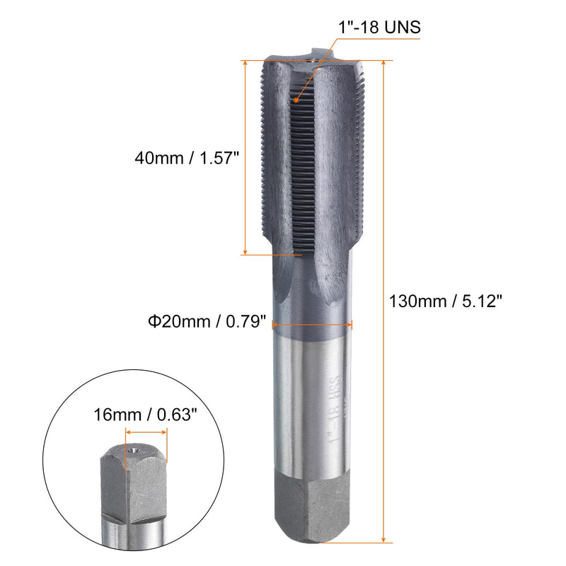 HARFINGTON 1"-18 UNS Thread Tap 6542 Cobalt High-Speed Steel TiCN Coated Plug Tap Right Hand Flat Head 4 Straight Flutes Screw Threading Hand Tap