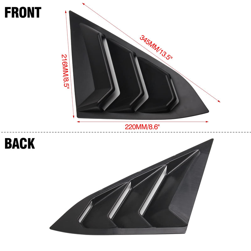 for 10th Gen Civic Sedan Rear Side Window Louvers Air Vent Scoop Shades Cover Blinds Racing Style Compatible with Civic Sedan 2021 2020 2019 2018 2017 2016 (Matte Black) Matte Black