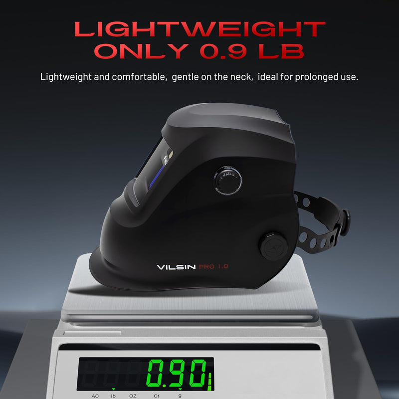 VILSIN Welding Helmet Auto Darkening Solar Powered Welding Hood with 2 Arc Sensor,Wide Shade 3/4-8/9-13 for TIG MIG ARC Weld Grinding Welder Helmet,Black Black