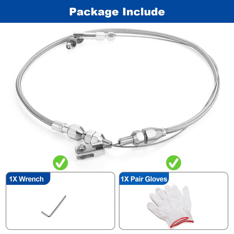Spurtar 24" Universal Throttle Cable Stainless Steel Braided Covering Locking Throttle Cable Kit With Aluminum Fitting & Ferrule, Adjustable Throttle Cable Automotive Replacement Accelerator Cables 24 inch