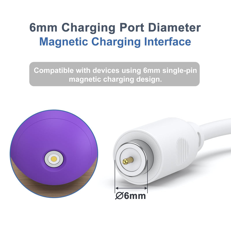 2 Pack Rose Charger Magnetic Charging Cables, USB Cable 1-Pin Single Point Magnetic DC Charger Cord for Quick Charging Replacement -1 Dot Massager