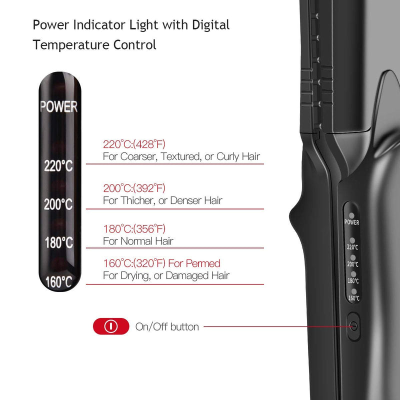  [AUSTRALIA] - Hair Crimper, CkeyiN Professional Crimping Iron and Straighter with Heat Resistant Glove Adjustable Temperature Dual Voltage 4 Interchangeable Ceramic Plates (Black) Black