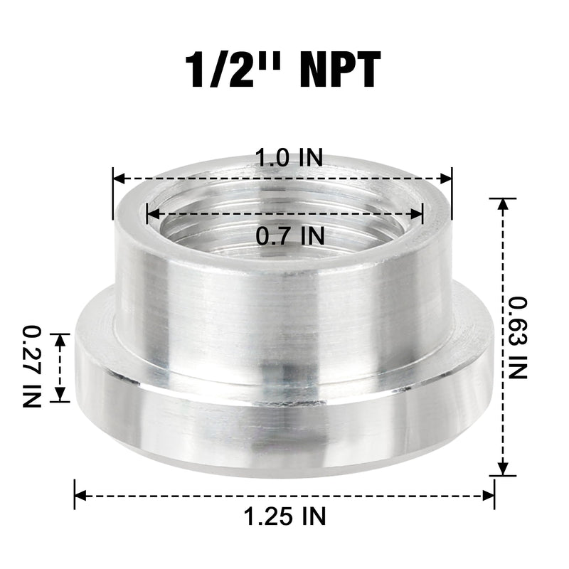 EVIL ENERGY 1/2" NPT Female Weld on Bung Fitting Aluminum 2PCS 1/2NPT