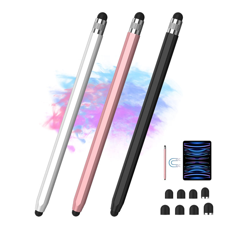 Stylus Pens for Touch Screens, 2-in-1 Magnetic Stylus Pen High Precision & Sensitivity Capacitive Stylus for iPad iPhone Samsung Galaxy Kindle Tablets All Universal TouchScreen Device-(3Pack)