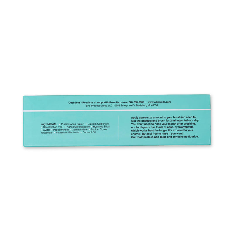Ollie Clean Mint Nano Hydroxyapatite Toothpaste for Teeth Whitening, 10% Hydroxyapatite Formula, (Pack of 3, 4oz) 4 Ounce (Pack of 3)