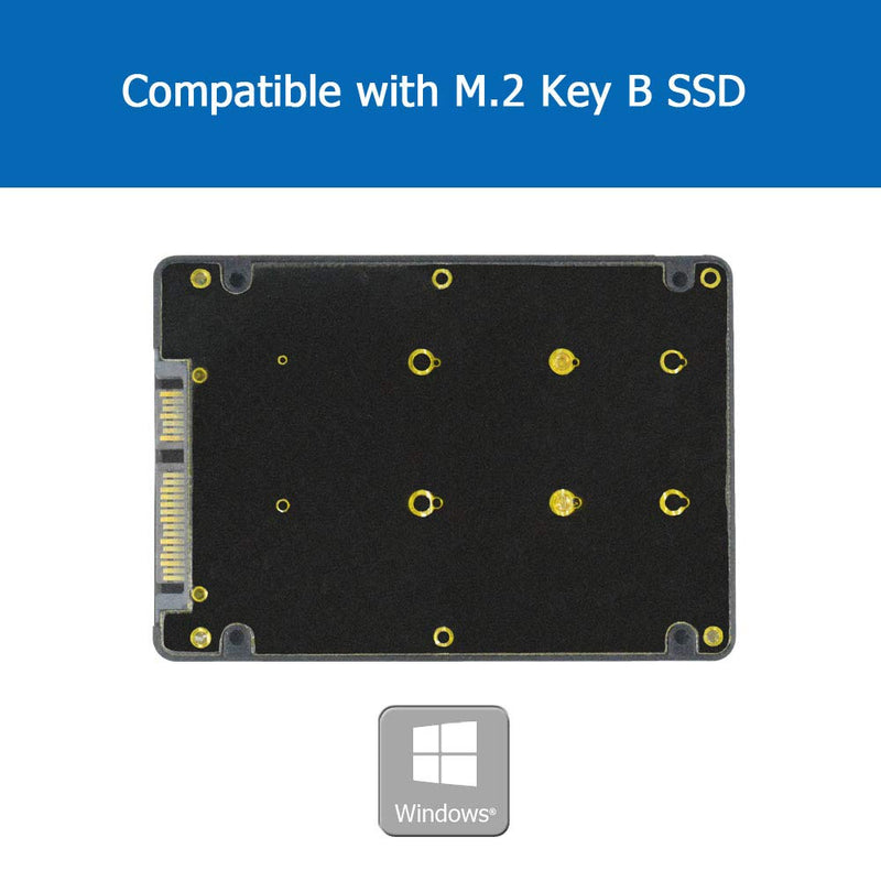 M.2 Adapter to 2.5 SATA Enclosure, B & M Key SATA Based NGFF SSD Converter to 2.5 Inch SATA 3.0 Card Support 2230 2242 2260 2280 Hard Drive with 7mm Case