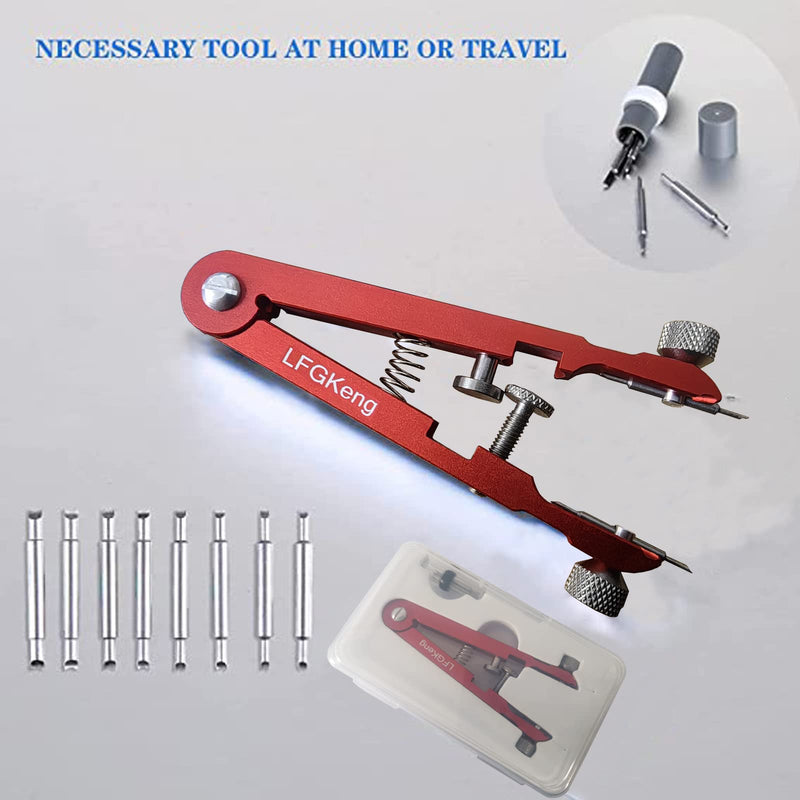 Watch Spring Bar Plier Tool, Spring Bar Tweezer, Watch Band pliers with Robust 8 Alloy Steel Pins, Watch Band Pins Replacement Tool Red