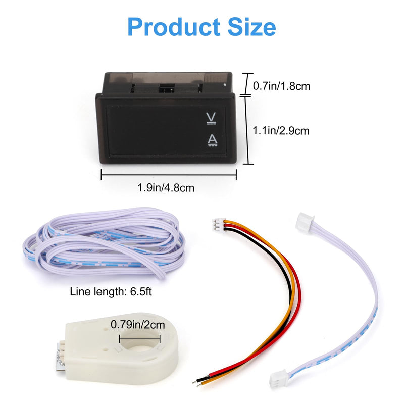 Linkstyle DC Volt Amp Meter Ammeter, DC 5-100V 100A Dual Display Current Voltage Meter Gauge with Hall Effect Sensor Transformer