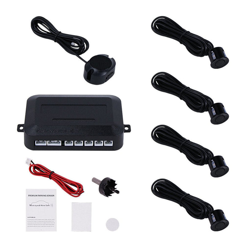 Car Reverse Backup Parking Sensor Radar System, Buzzer Beeps, Detection Distance:30~150CM, Waterproof Sensors (22mm Diameter 2.3M Cable) 4 Packs X60D (White) White