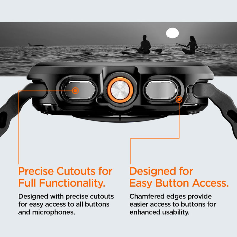 Spigen Thin Fit 360 for Samsung Galaxy Watch Ultra 2 Case (2026) | Touch Sensitive Tempered Glass Screen Protector Slim Lightweight Protective Scratch Resistant PC Cover - Black
