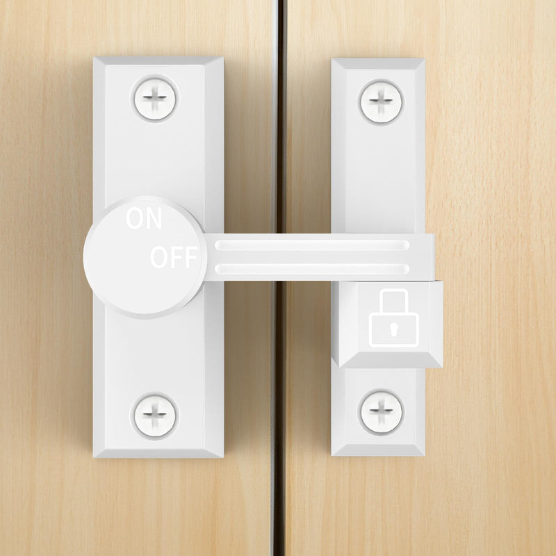 90/180 Degree Barn Door Lock, Small Flip Gate Latches Hardware, Door Security Sliding Door Latch Lock for Barn, Gate, Cabinet, Bathroom, Garden (White 2 Pack) White
