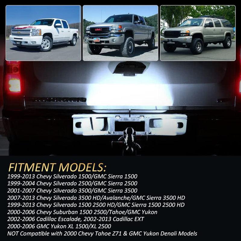 D-Lumina LED License Plate Lights Assembly Compatible with 1999-2013 Chevy Silverado GMC Sierra 1500 2500 3500 HD Suburban Tahoe Cadillac Escalade EXT Yukon XL, Rear Plate Lamp 6000K White 2-Pieces Black