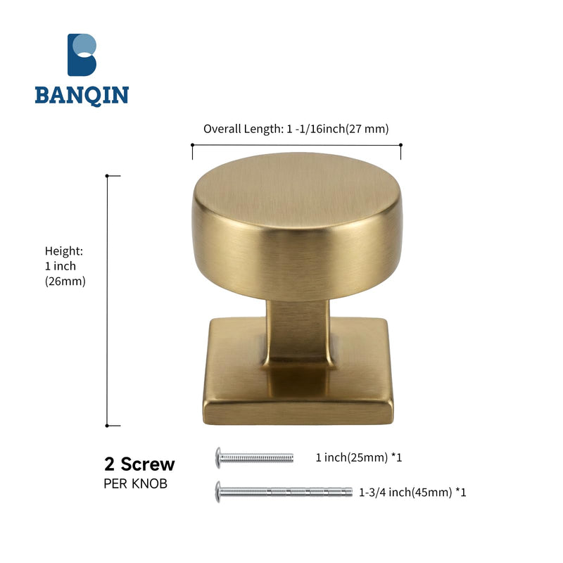 25 Pack Champagne Bronze Cabinet Knobs for Cabinets Drawers,Square and Round Brushed Brass Dresser Drawer Knobs, Aluminium Alloy Kitchen Hardware 25