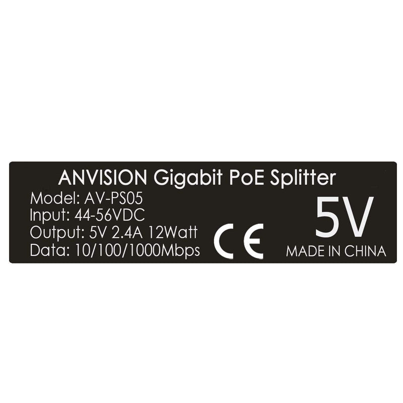 ANVISION 4-Pack Gigabit PoE Splitter, 48V to 5V 2.4A Micro USB Ethernet Adapter, Compatible with Raspberry Pi 3B+, IP Camera and More