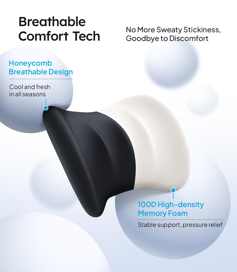 Wigoo 2026 Lumbar Support Pillow for Car [Ergonomic Design, Pressure Relief] Back Cushion for Driving Seat, Back Support Pillow for Car-Office Chair, Fits All Vehicles (Black 1-Pack) Black