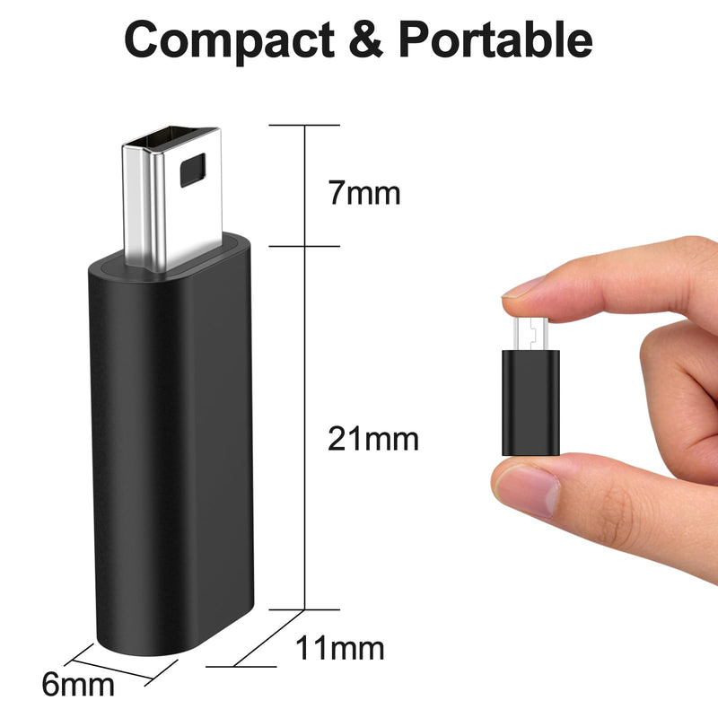 3 Pack USB C to Mini USB Adapter, Type C Female to Mini USB 2.0 Male Convert Connector Support Charge & Data Sync Compatible GoPro Hero 3+, MP3 Players, Dash Cam, Digital Camera, Receiver