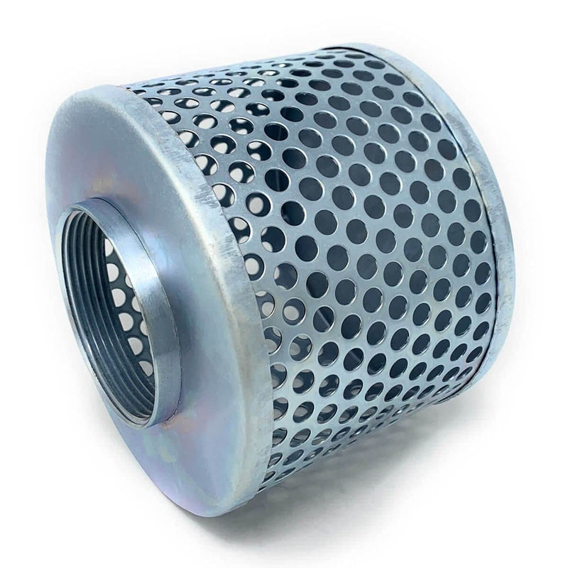 Gloxco 3" Suction Strainer, Round Hole, Zinc Plated Steel (STR-RH300) 3" Connection