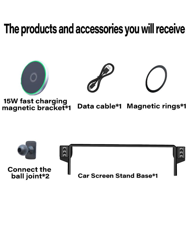 Car Phone Holder for Toyota Tacoma 2024 2025 /Toyota 4Runner 2025 Accessories Apply to 14 Inch Touchscreen 15W Fast Wireless Charger Screen Fixed Clip Cell Phone Mount 360 Degree Rotation