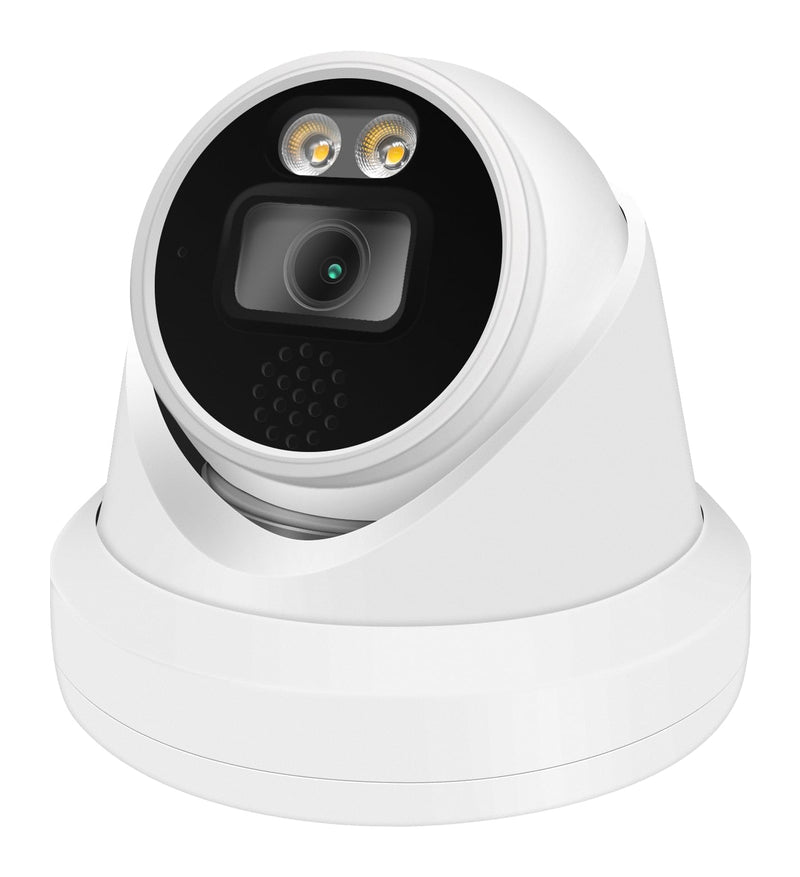 Real HD 6MP Add-On Full Color Night Vision Dome IP Camera for IP NVR Systems, with Visiable White Lights, 105° Viewing Angle, Outdoor, Compatible with Ⲏіk NVR, NDAA Compliant 6MP Turret POE Camera White