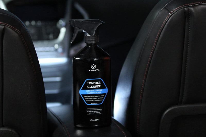 TriNova Leather Cleaner for Couch, Car Interior, Bags, Jackets, Saddles. Safe for use in Home or Car, Microfiber Included 18oz