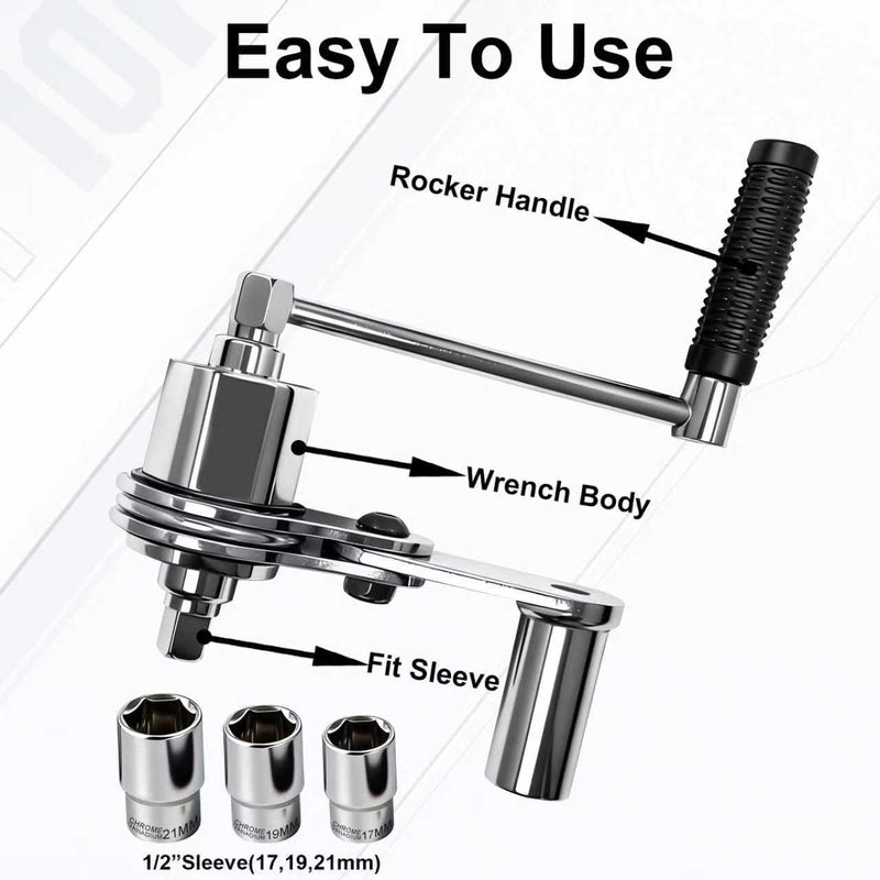 Torque Multiplier Wrench 1:16, Heavy Duty Lug Nut Remover Tool Set with 17mm 19mm 21mm Sockets, 1/2" Drive Labor Saving Tire Removal Tool for Tire Repair