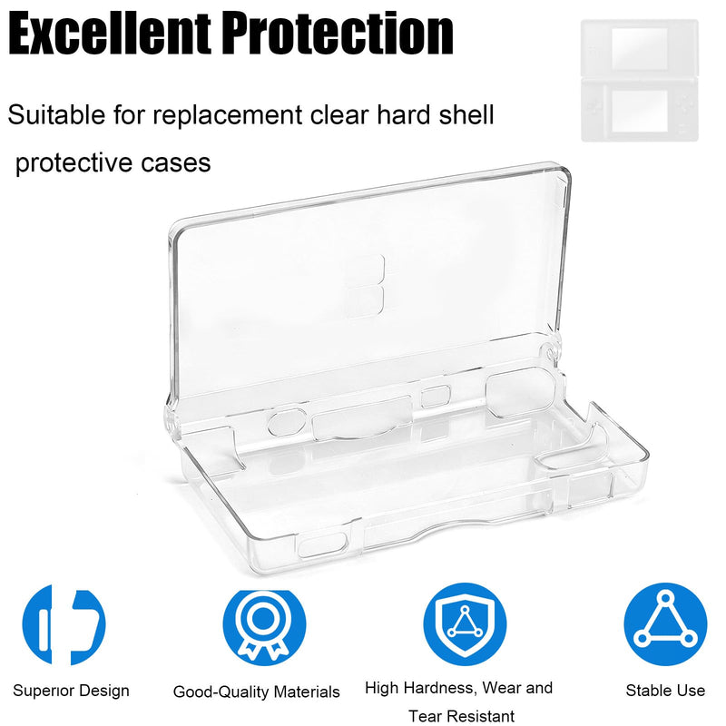 Transparent Hard Shell Case for DS Lite NDSL, Premium Crystal Clear Case with Protective Films and Cleaning Kit Practical Protective Cover Accessories Replacement Parts