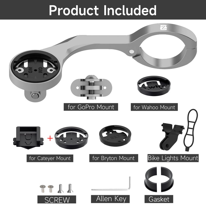 Out Front Bike Computer Mount for Garmin,Aero Bar Bike Mount Compatible with Wahoo,with Garmin,with Bryton & with Cateye,Integrated Handlebar Stand for GPS Computer,Flashlight and Sport Camera Out Front Mount-Grey