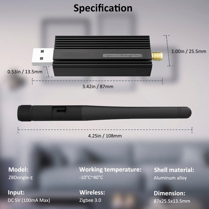 Zigbee 3.0 USB Dongle Plus-E Gateway,Universal Zigbee Gateway Adapter with Antenna,for Home Assistant,Open HAB,etc,Zigbee 3.0 USB ZBDongle-E,EFR32MG21