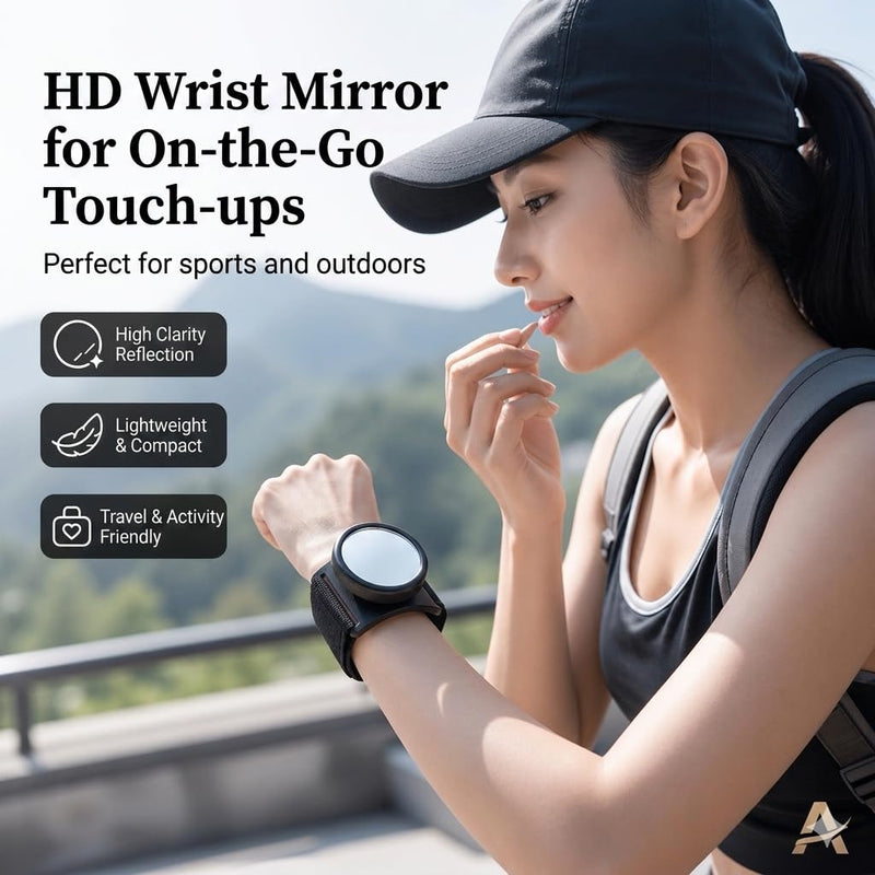 YUEVEXOA Magnetic Phone Wristband Mount, 360° Rotatable Sports Armband Forearm Cell Phone Holder with Selfie Mirror, N52 Magnet Wrist Strap for Cycling Navigation, Running（Black） black out