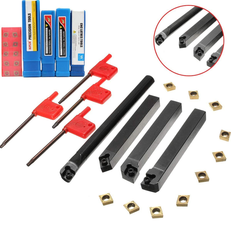 14Pcs Indexable Lathe Turning Tool 1/2"12mm,4PCS Metal Lathe Tools Holder S12M-SCLCR09,SCMCN1212H09,SCLCL1212H09,SCLCR1212H09 With 10pcs CCMT09T304 Carbide Inserts S12m-sclcr09/Sclcr1212h09/Sclcl1212h09/Scmcn1212h09+10Pcs ccmt09t304