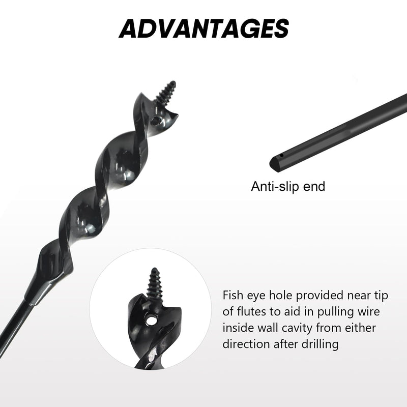 HANSHAN 54-Inch Flexible Installer Drill Bit for Pulling Wires, 3/4" Auger with Screw Point & Fish Eye, 1/4" Anti-Slip Shank 54 in. (4.5 FT) 3/4 in.