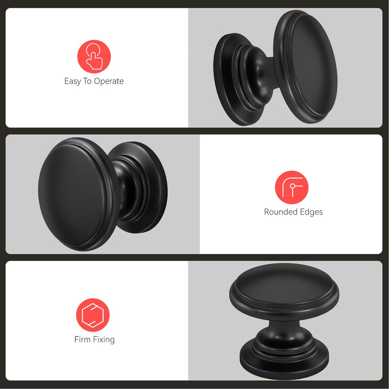 homdiy 10 Pack Black Cabinet Knobs Matte Black Drawer Knobs Kitchen Hardware for Bathroom, Cupboard, Furniture Single Hole