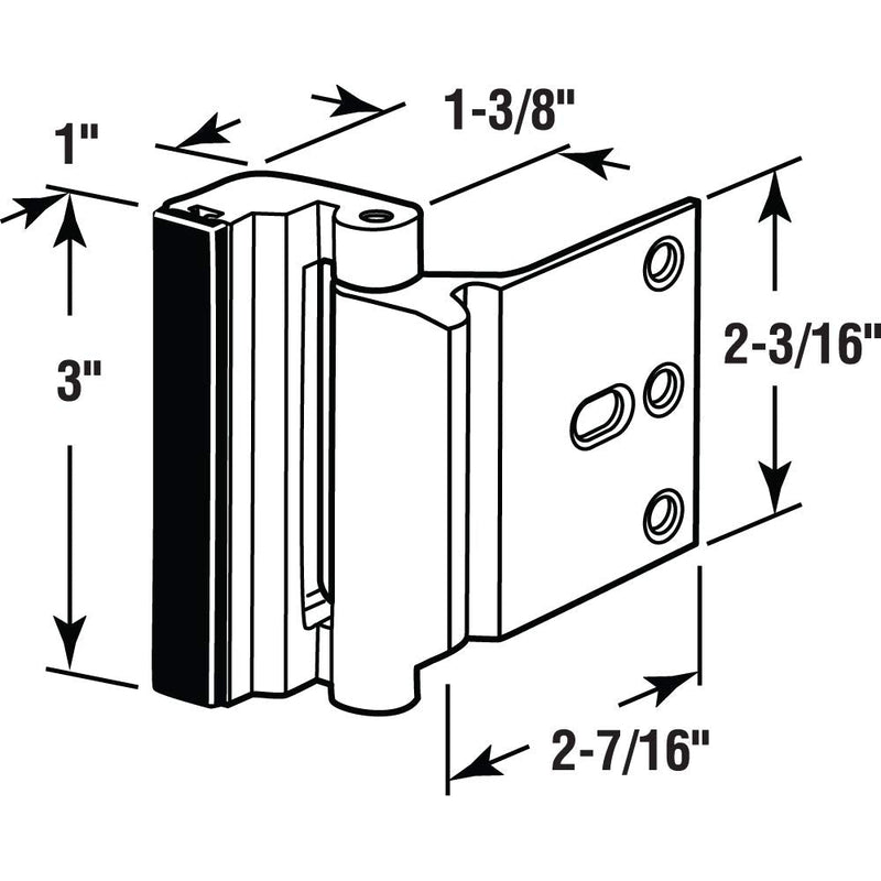 Prime-Line U 11126 Door Reinforcement Lock – Add Extra, High Security to your Home and Prevent Unauthorized Entry – 3 In. Stop, Aluminum Construction, Bronze (Single Pack)