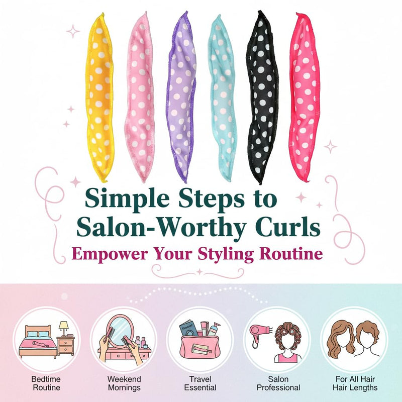 GZYCKJ 12 Pcs Heatless Hair Curlers, Pillow Rollers Sponge Wave Formers Sleep in Curlers Soft Foam for Long Short Hair Polka Dot Pattern