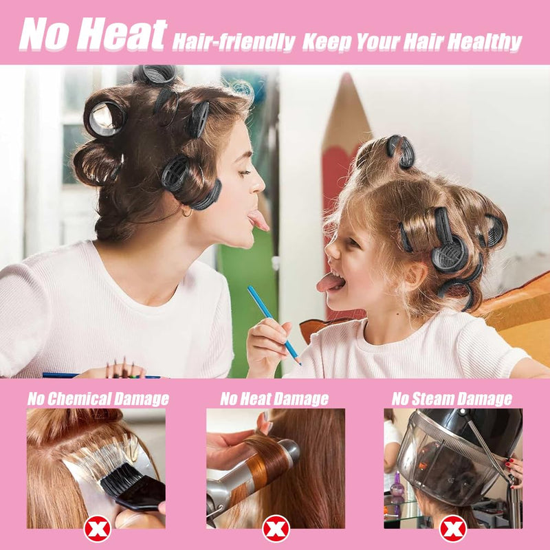 39PCS Hair Curlers Rollers - Self Grip Hair Rollers Set, Hair Tools,Hair Rollers, 18 Rollers 12 Duckbill Clips 8 Bang Clips 1 Comb for Short, Medium, Long Hair for Salon DIY Hairdressing