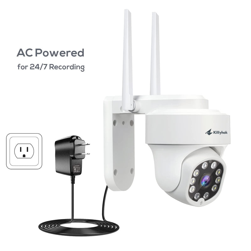 Kittyhok PTZ Security Camera Wireless Outdoor | 2K FHD Wireless Cameras for Home Security with 360 Viewing, Auto Tracking, Spotilght Color Night Vision, Human Detection, Up to 256GB microSD Card