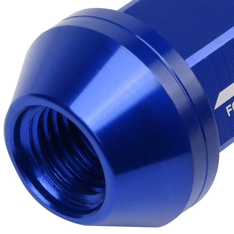 J2 Engineering 20 Pcs 7075 Aluminum Closed End M12 x 1.5 Lug Nuts Set w/Socket Adapter, Blue, Fit Conical Seat, LN-T7-006-15-BL