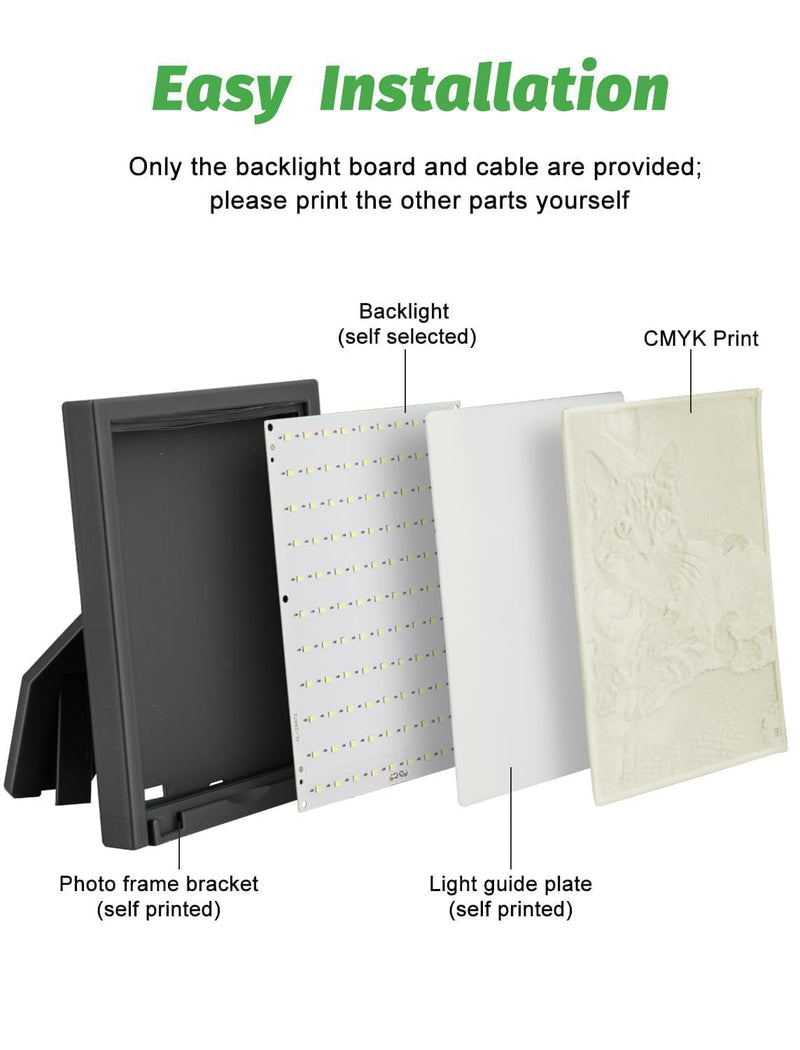 CMYK LED Backlight Board FAZ007 for BambuLab P1/X1/A1/P2S Series 3D Printer,Makerworld 3D Printer Accessories Replacement PCB Lithophane Panel with Connection Cable, DIY 3D Printing Projects(10 Packs) 10