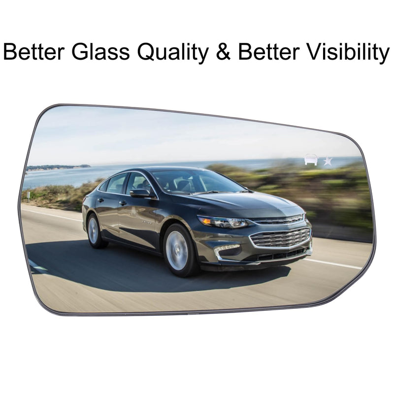 Passenger Side Mirror Replacement for 2016-2024 Chevy Malibu Hybrid, L, LS, LT, Premier RS with BSD Heated Right Side View Mirror Replacement Glass w/o Auto Dimming Passenger Side