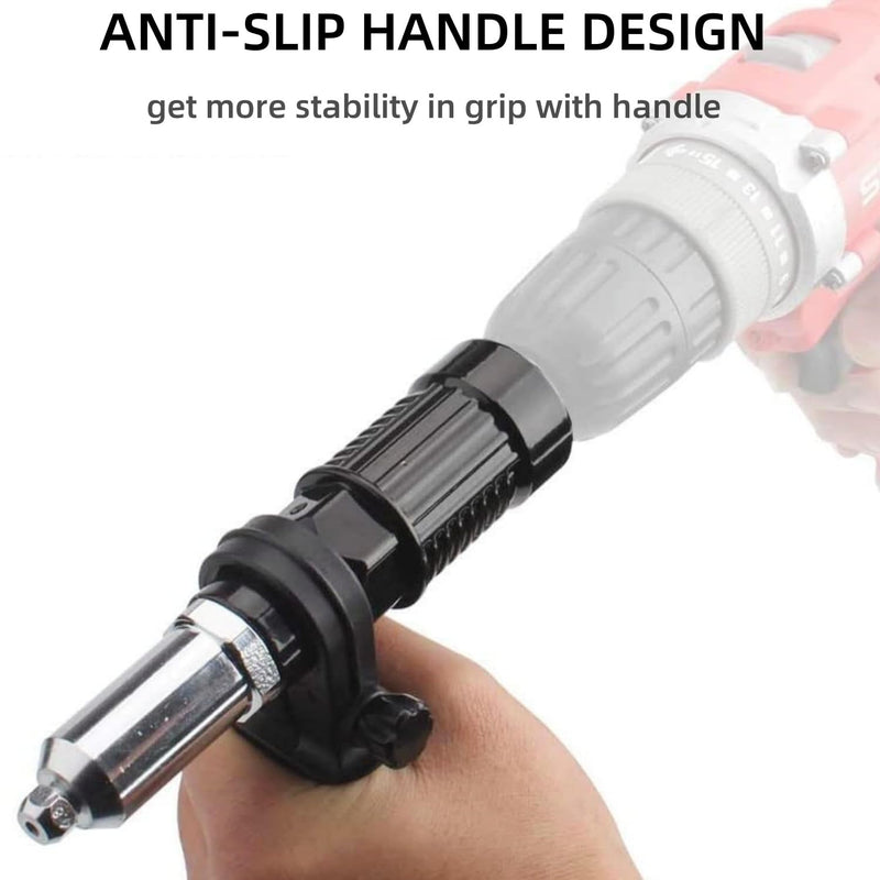 Rivet Gun Adapter with Removable Plastic Handle, Electric Rivet Gun Head, Cordless Riveting Drill Tool Accessories