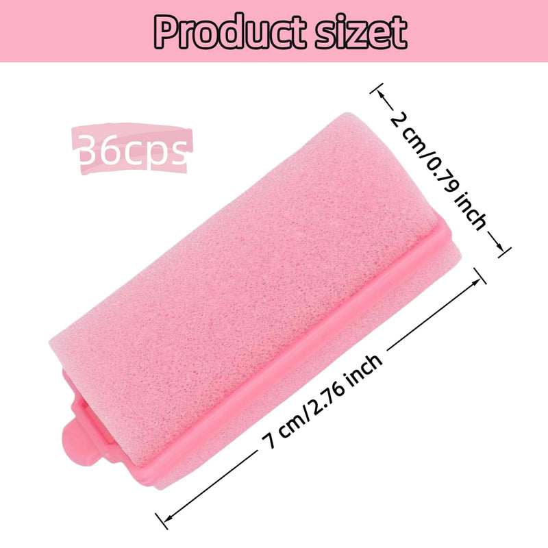  [AUSTRALIA] - 36 PCS Foam Hair Rollers,Flexible Soft Foam Hair Curlers,No Heat Sponge Hair Rollers,Curler Home DIY Curling Tool for Women Girls Kids,Roller Foam Styling Hair for Home Salon(Pink)